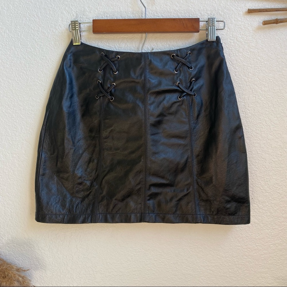 VINTAGE WILSONS LEATHER maxima laceup mini skirt
